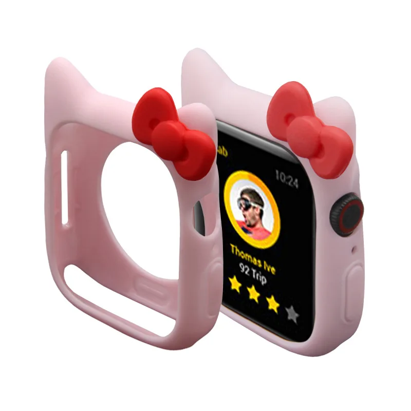 Чехол для Apple Watch Hello Kitty защитный чехол Iwatch 38 40 42 44 мм мягкий силиконовый Сменный
