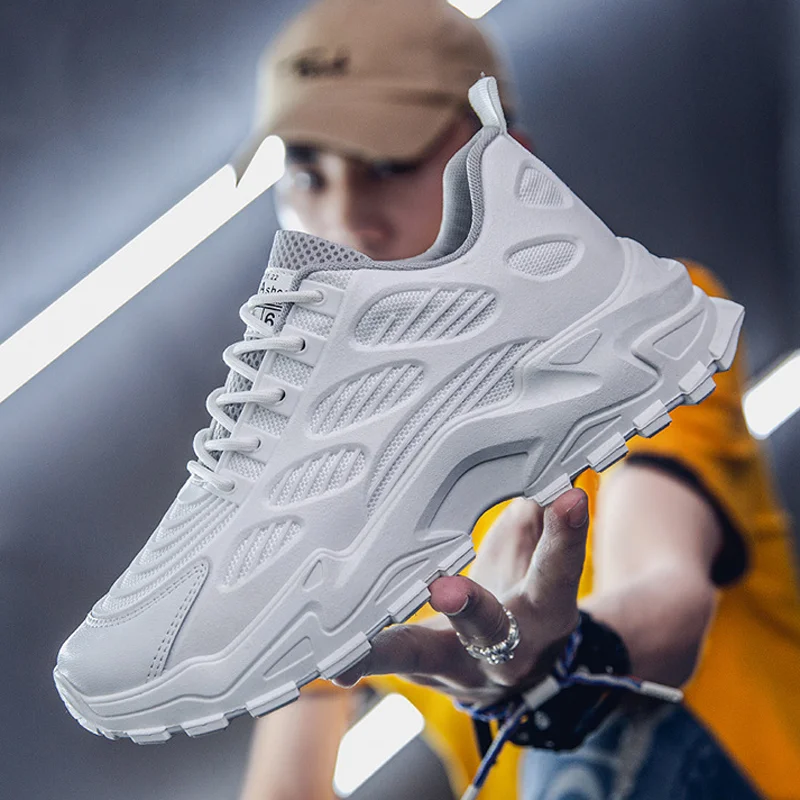 2022 Four Seasons New Casual Thick-soled Daddy Shoes Mesh Comfortable Breathable Sports Shoes Trendy Outdoor Running Men's Shoes