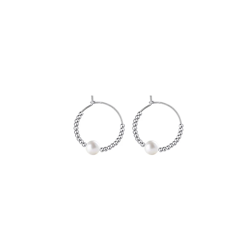 

Fashion Hoop Earrings With Imitation Pearl Circle Earrings Simple Earrings Circle Circle Ball Loop Earrings For Women Girl