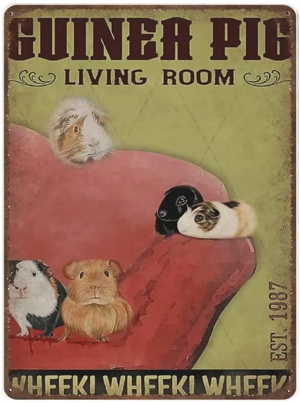 

Shabby Durable Thick Metal Sign,Guinea Pig Living Room Tin Sign Vintage Wall Decor Novelty for Home Kitchen Cafe Bar Man Cave