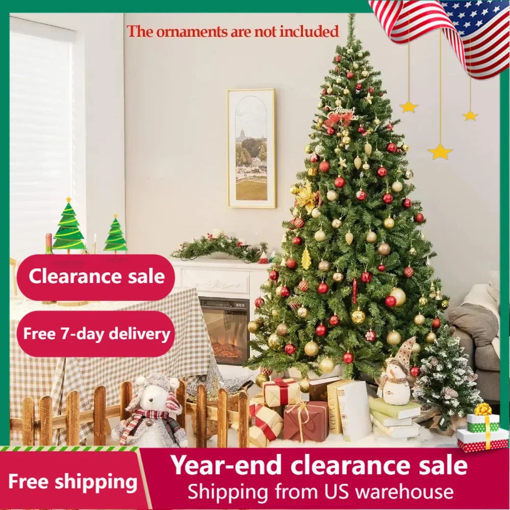 

Christmas Tree 7.5ft Premium Spruce Artificial Christmas Tree Metal Stand Green Christmas tree Free Shipping Decorations Village