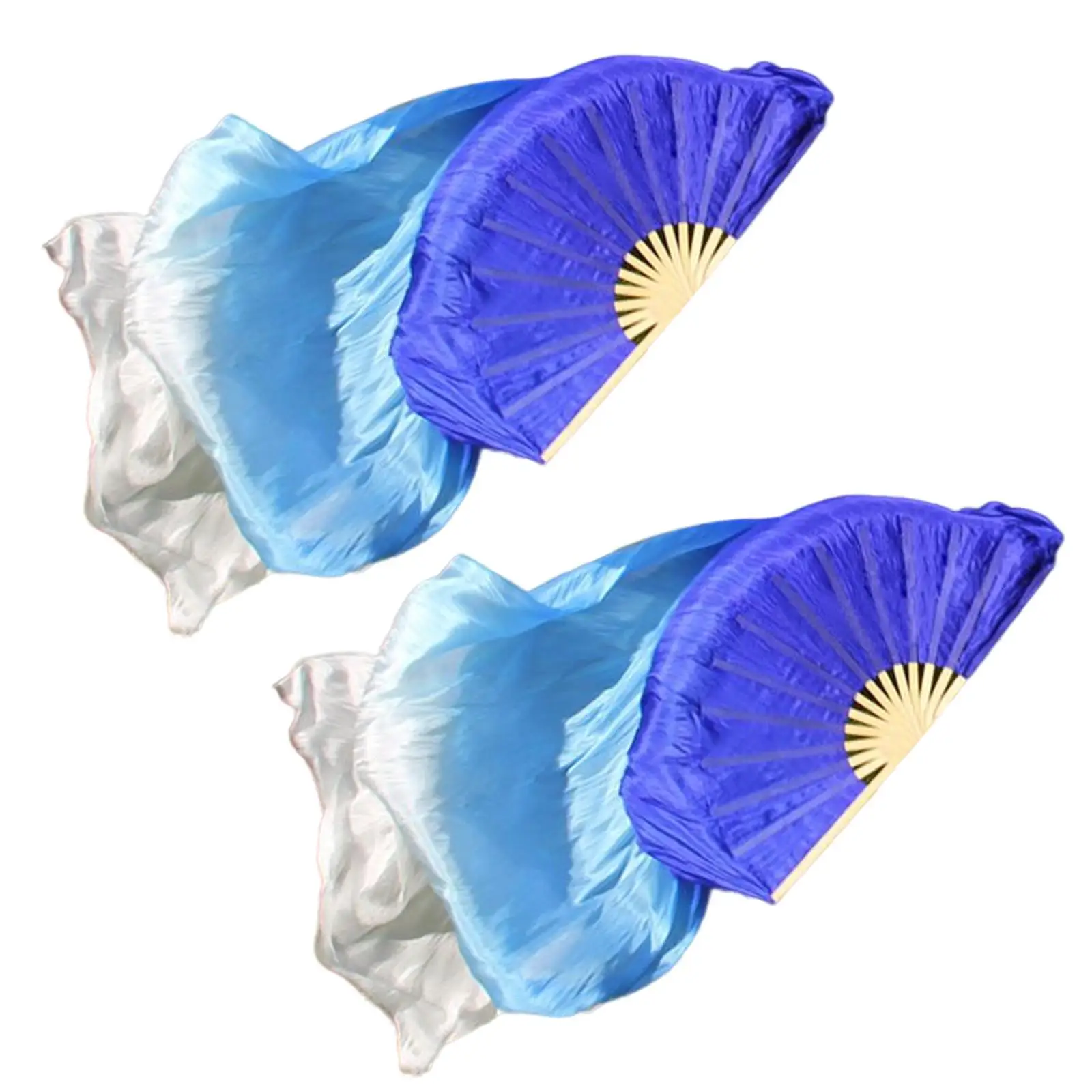 

2Pcs Belly Dance Fan Veils Silk Fans Gradient Color Props Flow Fans 180cm Handheld Folding Fan for Women Performance Show