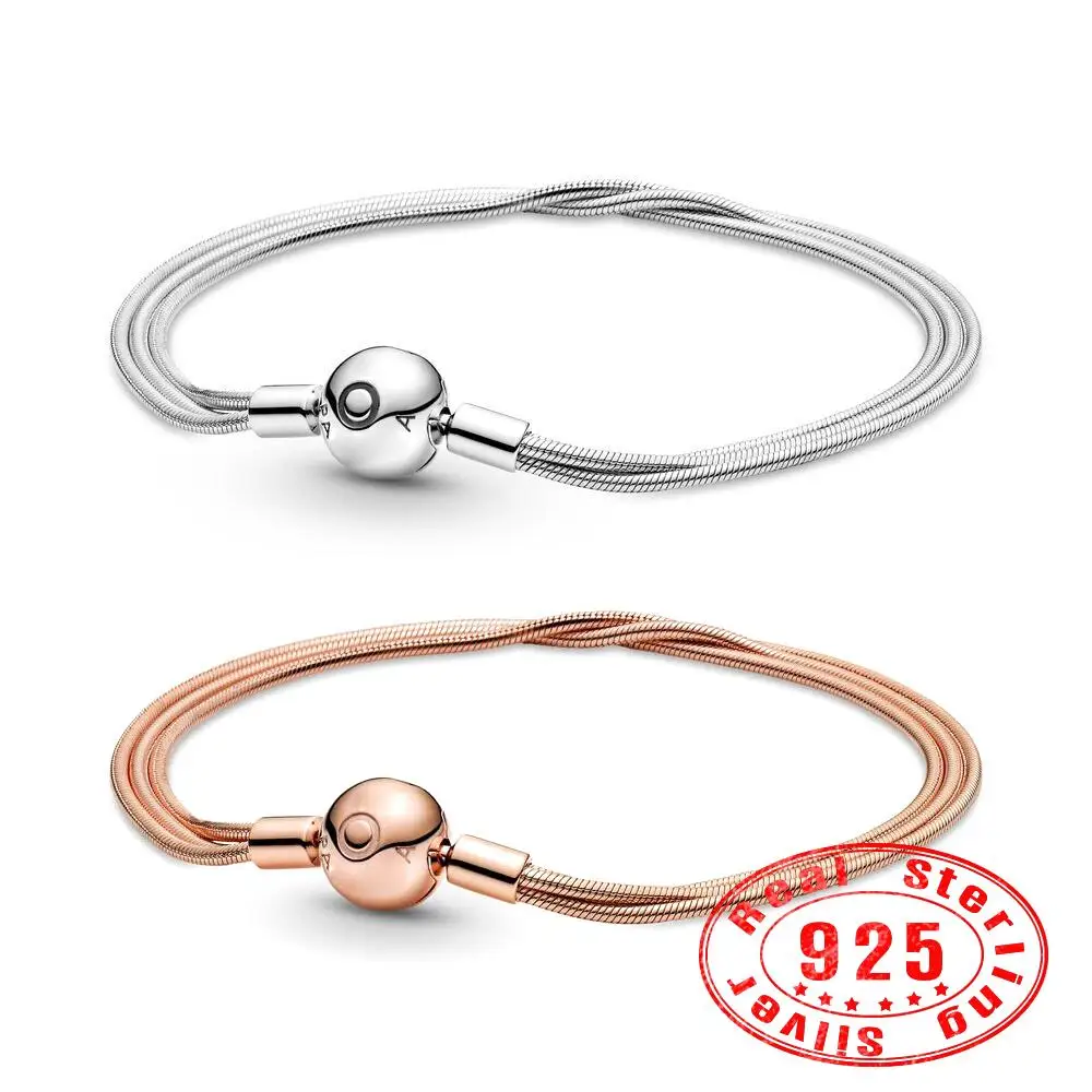 Pandora 925 пробы Серебряные Оригинальные очаровательные браслеты ювелирные изделия