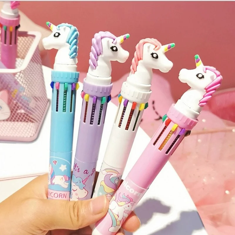 

Cute Unicorn Power 10 Color Chunky Ballpoint Pen Kawaii Rollerball Pen School Office Supply Gift Stationery Papelaria Escolar