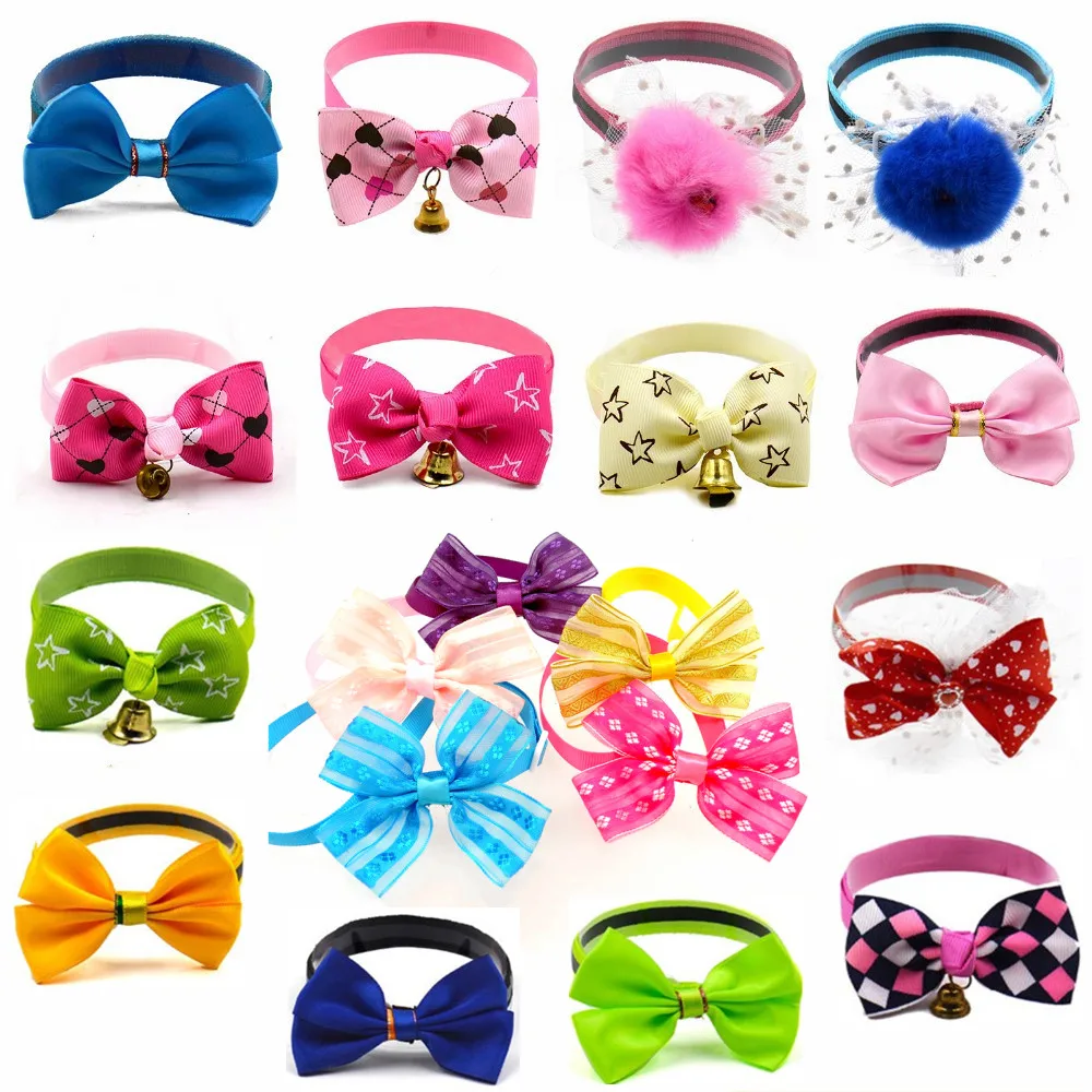 

20/50/100pcs Pet Dog Bows Collar Hair Grooming Tie Collars for Puppy Cat Dogs Necklace Neck Tie Adjustable Strap Pet Accessories