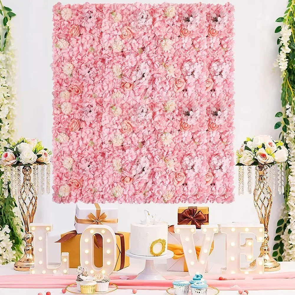 

6pcs Artificial Flower Wall Panels Decorative Faux Silk Rose Floral Panels for Background Home Wedding Party event Decor