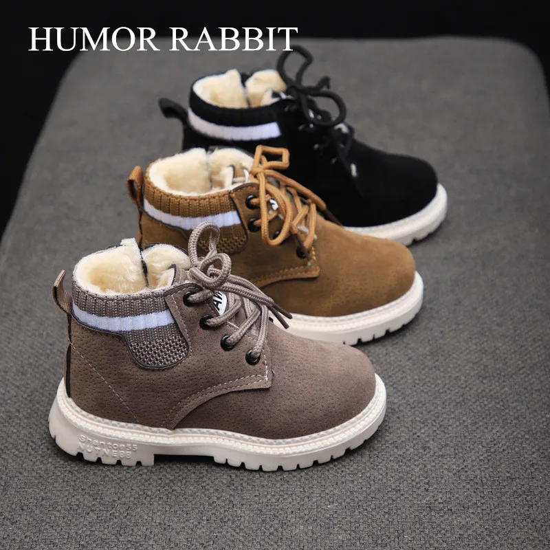 Size 21-30 Children Boots Autumn Winter Boots Boys Girls Vintage Fashion Leather Soft Antislip Shoes Toddler Kids Ankle Boots