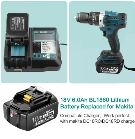 

100% оригинал для Makita 18 в 6000 мА/ч oplaadnaked электроинструменты батарея с светодиодами литий-ионные аккумуляторы Intel Lxt BL1860B BL1860 BL1850