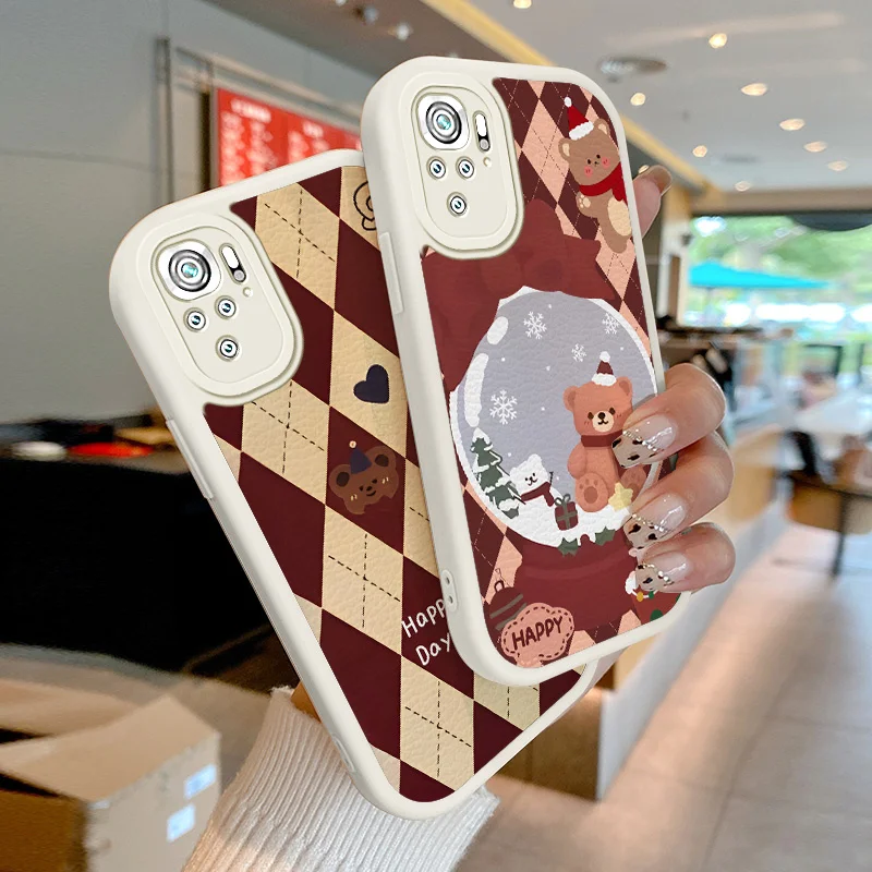 

Case for Xiaomi Redmi Note 10 4G 5G Pro Indina Max 10S 10T 11 China 11S 11T 7 Pro 7S Poco M3 M4 Pro Christmas Checkered Pattern