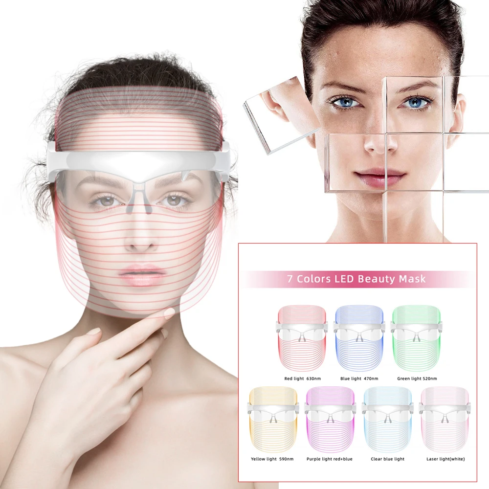 

7 Colors Led Treatment Skin Tightening Facial Beauty Mask Absorption Therapy Firming Whitening Skin Beauty Face Machine for Home