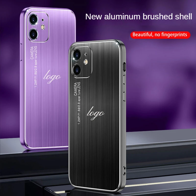 

For IPhone13pro Max Brushed Metal Phone Case12 Anti Falling Metal Lens Straight Edge Full Cover Anti Fingerprint Anti Oil Stain