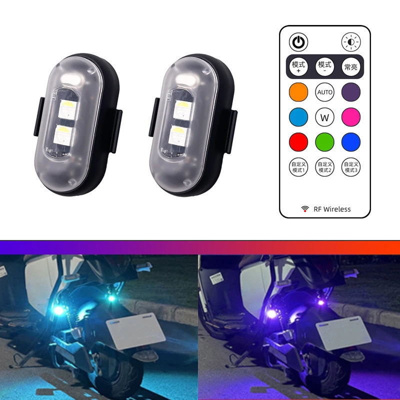 

Motorcycle LED RGB Warning Light Universal Mini Signal Light Drone With Controller Strobe Light 7 Color Indicator Safety Lights
