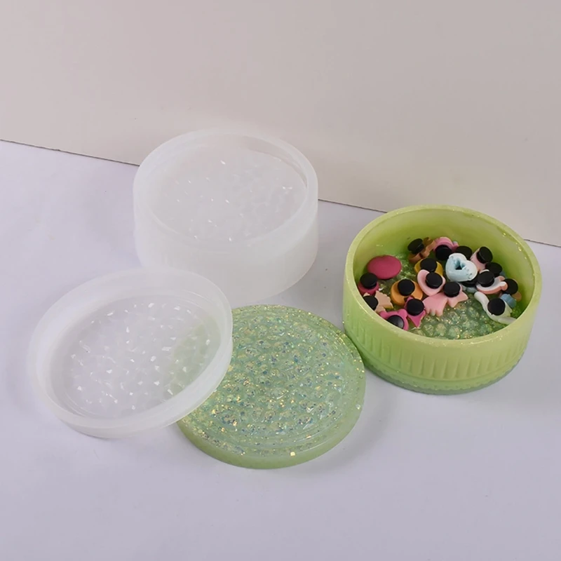 

Diy Crystal Mold Round Storage Box Mirror Silicone Mold with Lid Container Box Mould Home Decoration Tools Crafts