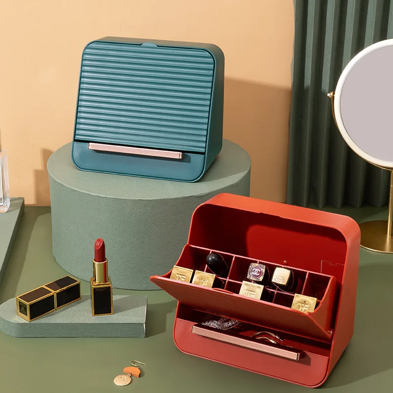 

Cosmetic Lipstick Storage Box Dustproof Desktop Cosmetics Box with Lid Multi-grid Lip Glaze Lipstick Rack Organizer