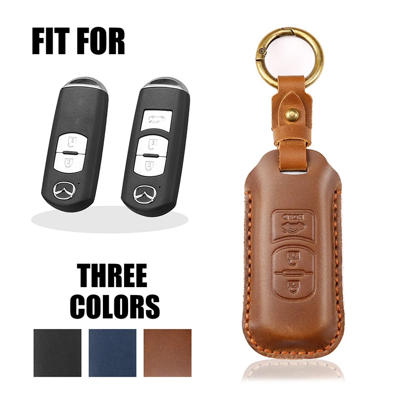 

Genuine Leather Keychain for Mazda 6 3 2020 Cx5 Axela Atezma 6 Completely Handmade Key Case Car Accessories Interior Woman Men