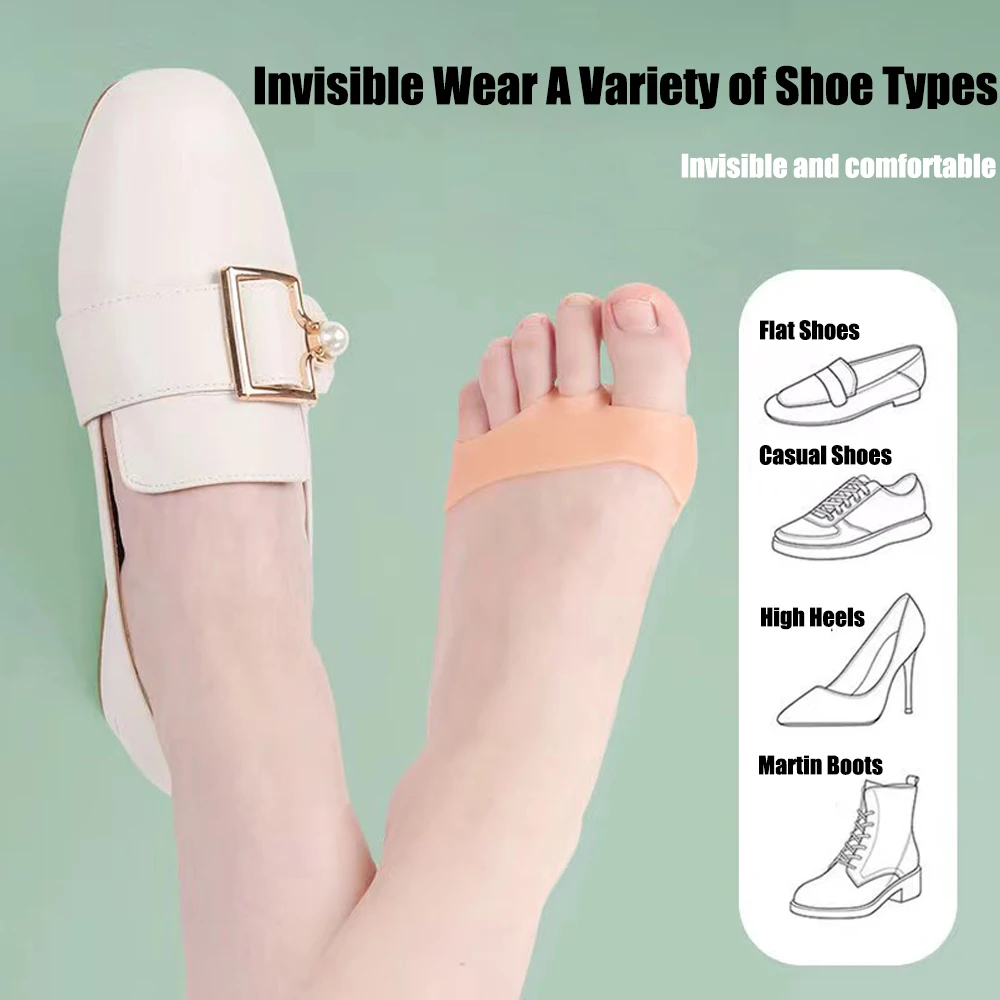 Silicone Forefoot Metatarsal Pads Forefoot Toe Insert Socks Ball of Foot Cushions for Women High Heels Pain Relief Gel Foot Pads