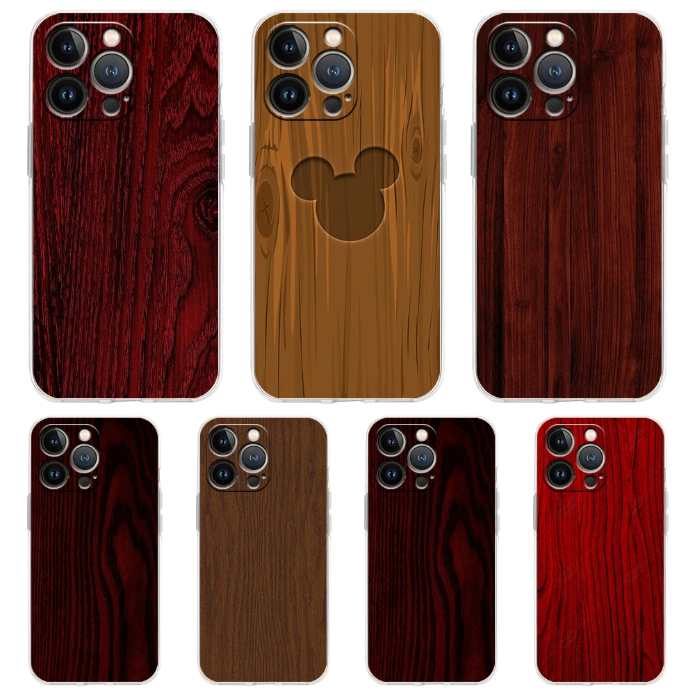 

Carved Wood Transparent Silicone Phone Case For iPhone 14 13 12 11 Pro Max 8 7 Plus X XS Max XR SE 2020 Luxury Coque Shell Capas