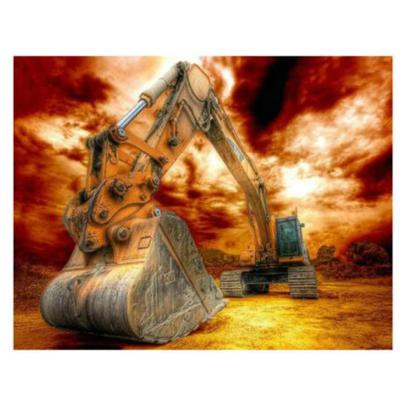 

5d Square Diamond Painting Excavator Picture Mosaic Engineering Car Crafts Beads With Embroidery Home Decoration Pattern WG3363