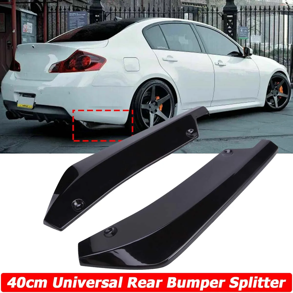 Rear Bumper Diffuser Splitter Cover Side Canards Lips Trim Sticker Universa For Infiniti G35 G37 Q50 Q60 Q70 G25 Car Accessories