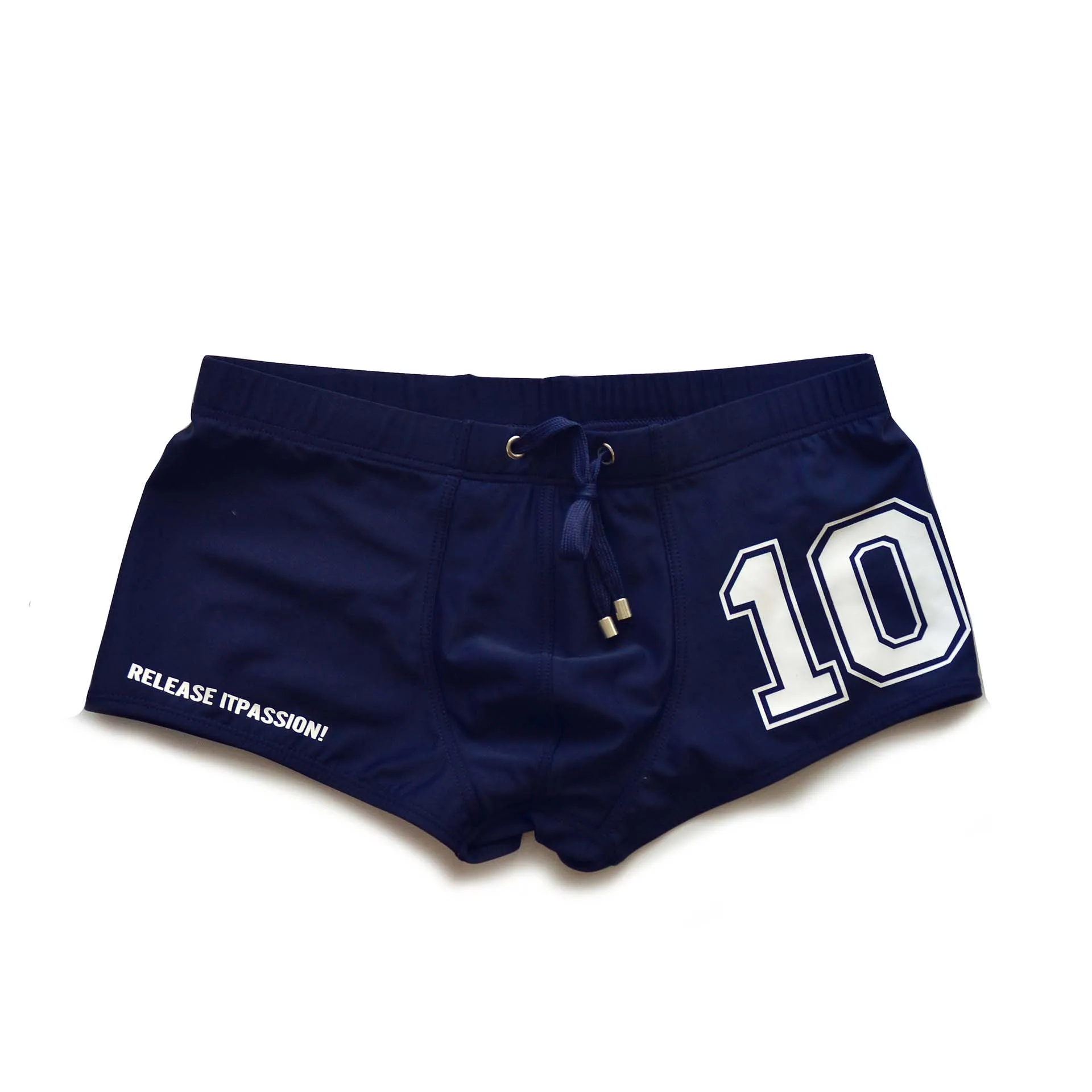 Men's Low Waist Sexy Boxer Shorts Letter Print Lanyard Surf Beach Swimming Quadrangle Youth Sports Swim Trunks