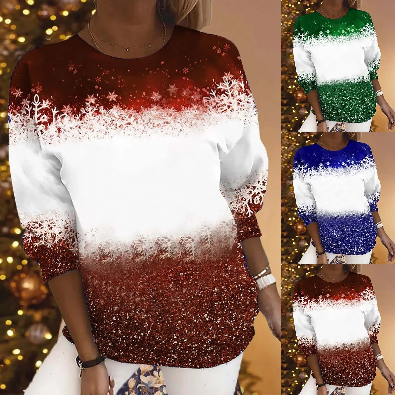 

Full Workout Clothes for Women Women Fashion Sequins Gradient Print Sweatshirt Loose Round Women Athletic Hooded Sweatshirts