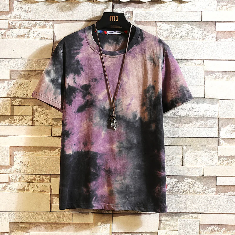 

2023 Men's T-shirt 2023 Summer New Tie-dye Fashion Men's T-shirt Japanese Trend Men's Short-sleeved Round Neck Oversized T-shirt