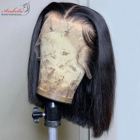 Парик Боб, парик на сетке Hd, парики из человеческих волос 13x6, предварительно выщипанные отбеленные узлы Arabella Remy, прямой парик на сетке