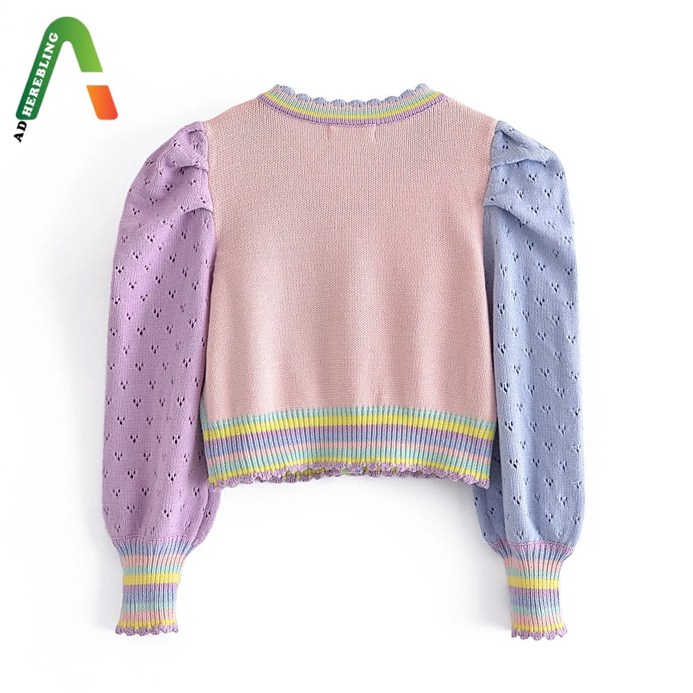 Женский Укороченный кардиган Adherebling трикотажный свитер составного кроя с