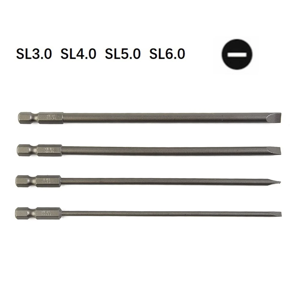 

4Pcs 1/4 Hex Shank Slotted Screwdriver Bits Magnetic Flat Head Alloy Steel Screw Bits 3mm-6mm Hand Repair Tools