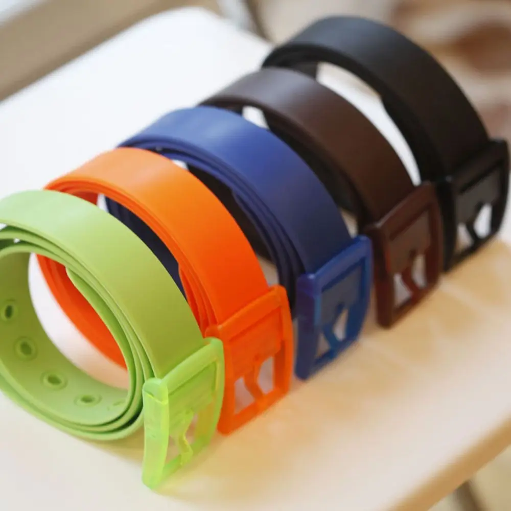 Smooth Buckle Silicone Rubber Leather Belt Waist Belt Strap Plastic Buckle Waistband Silicone Belt Casual Belts Belts