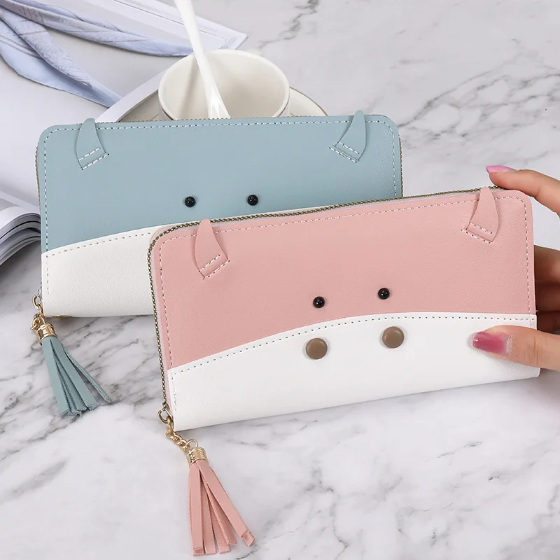 

New PU Wallet Women's Long Zipper Money Bag Small Fresh, Fashionable, Multifunctional Wallet Large Capacity Handheld Patch Color
