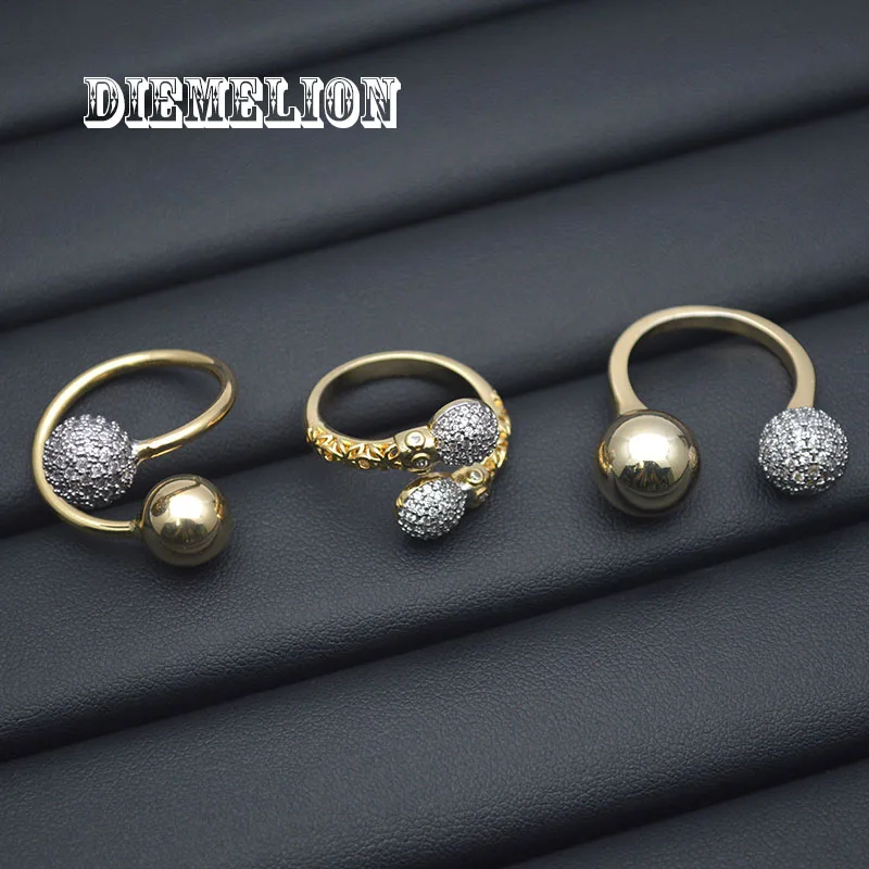 Классические открытые кольца с двойными шариками и бусинами для женщин