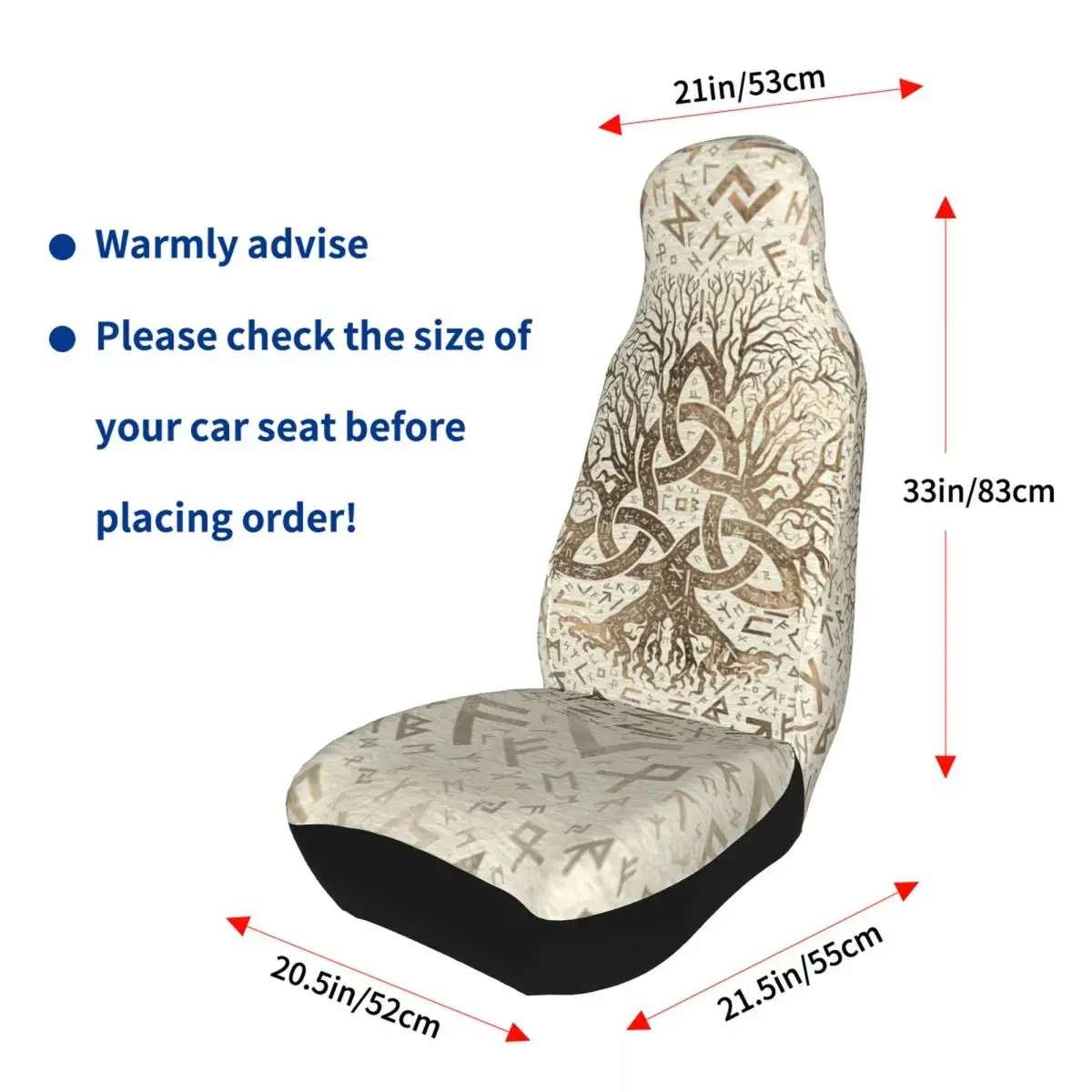 Чехол на сиденье автомобиля Древо жизни с Triquetra и Futhark