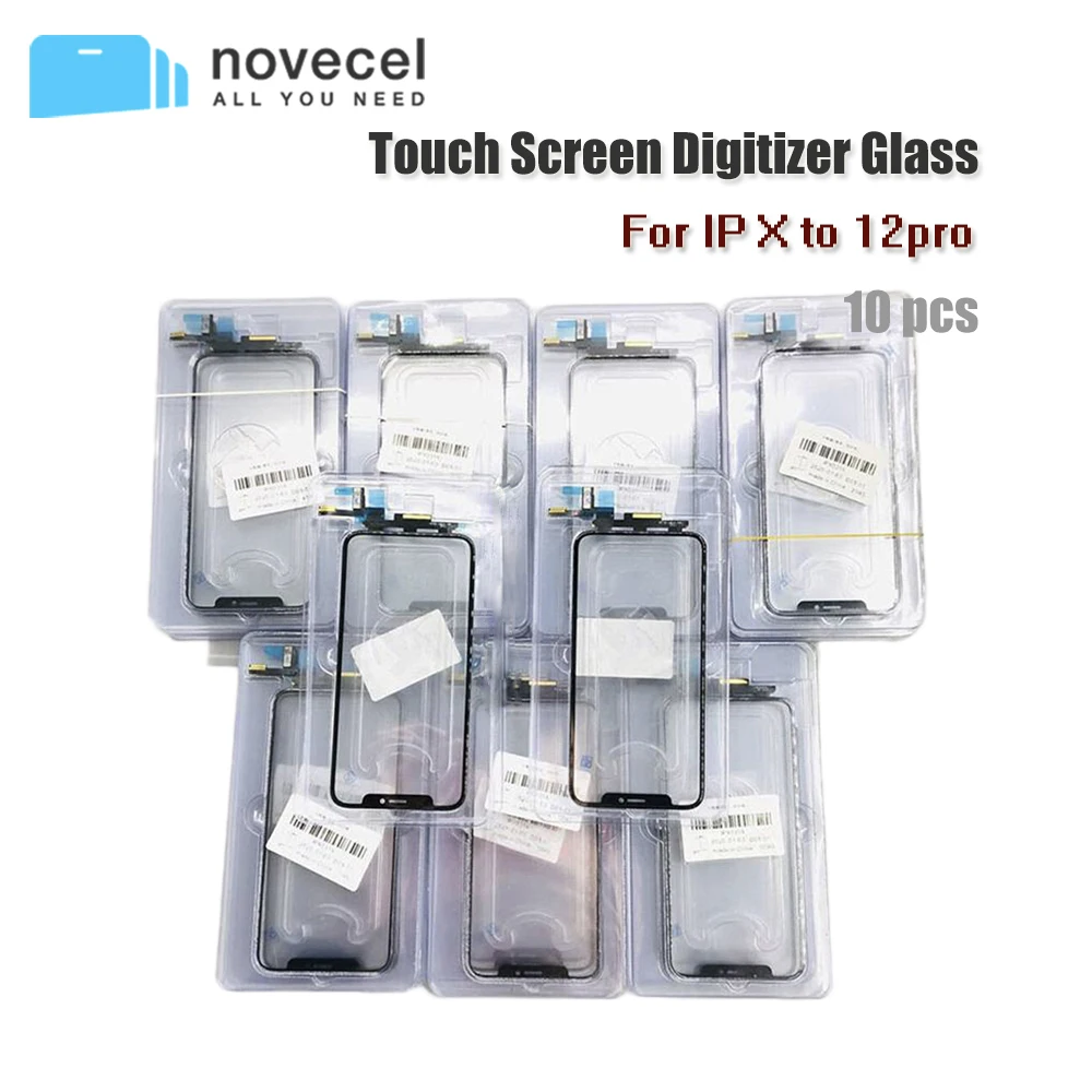 Panel de digitalizador de pantalla táctil de 10 Uds para iPhone 11 12 pro X XS max XR reemplazo de piezas de reparación de Sensor de pantalla táctil de vidrio frontal