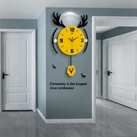 fashion creative deer head clock nordic contracted sitting room wall clock home decoration art supe bedroom mute the clock