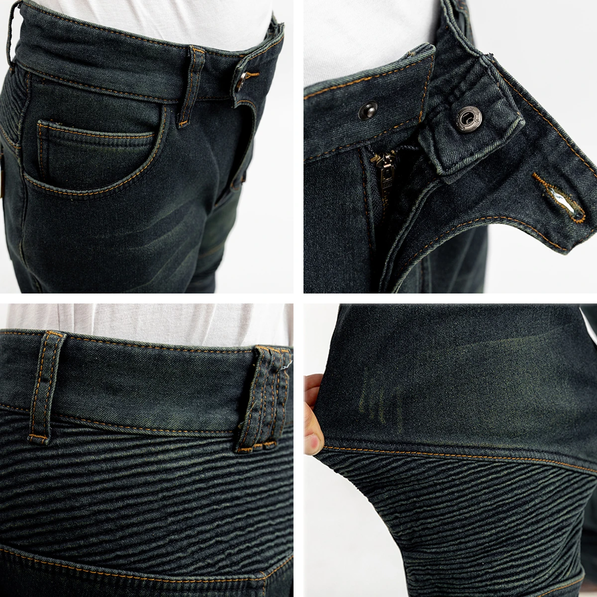 LOMENG Motorcycle Pants Winter Motorcycle Riding Jeans Kevlr Wear Plus Velvet Men's Pants Trousers With  Protection LM01