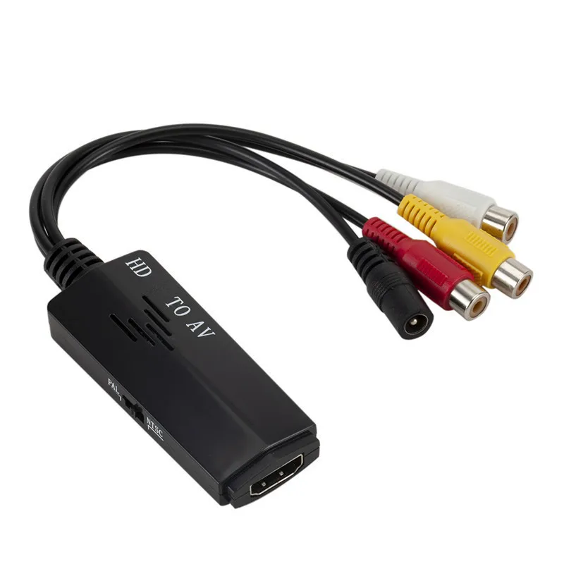 1080P Cable HD HDMI-compatible To AV RCA Black Converter Adapter Cable STB To Old TV Input Port 1 X Output Port 1 X RCA