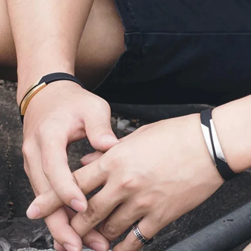 Браслет из нержавеющей стали мужской наручный браслет черный резиновый
