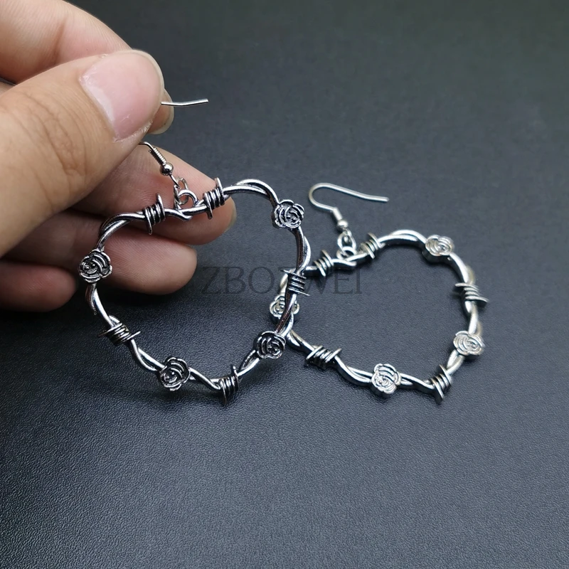 Серьги из колючей проволоки в форме сердца готические серьги ювелирные изделия