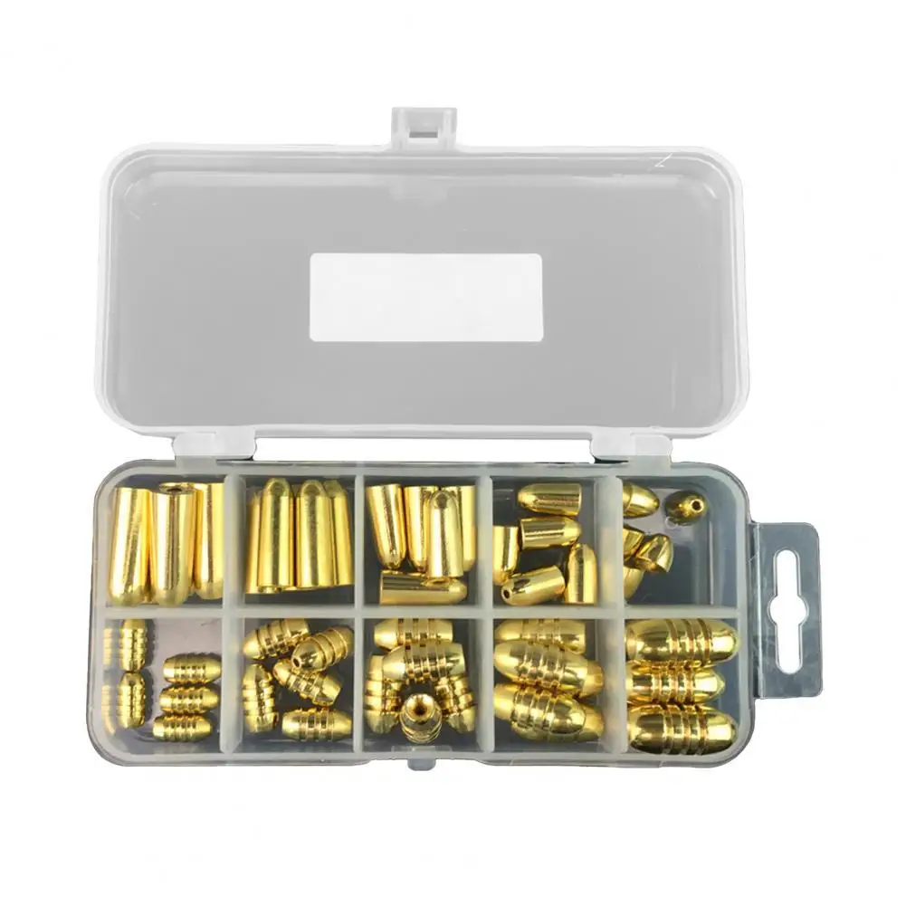 

Mini Copper Fishing Tackle 51Pcs/Set Weight Sinker Fishing Weight Wear-Resistant Thread Design Fishing Tackle