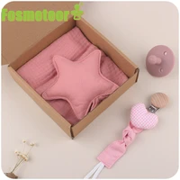 fosmeteor baby products cartoon star comfort towel creative baby silicone pacifier chain teether toy three piece set gift