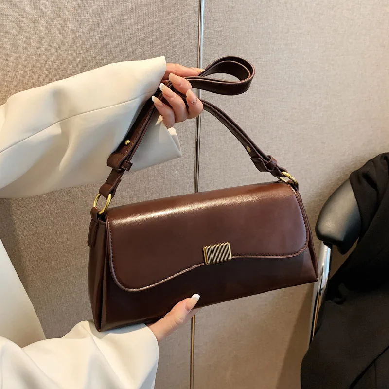 

Rectangular Leather Crossbody Bags for Women 2023 Vintage Latest Trend Designer Small Handbags Female Solid Color Shoulder Bag