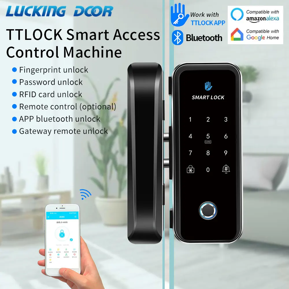 Hersteller Direkt Verkäufe TTLOCK App Smart Büro Intelligente Fingerprint Bluetooth WIFI Digitale Glas Türschloss Kein Bohren