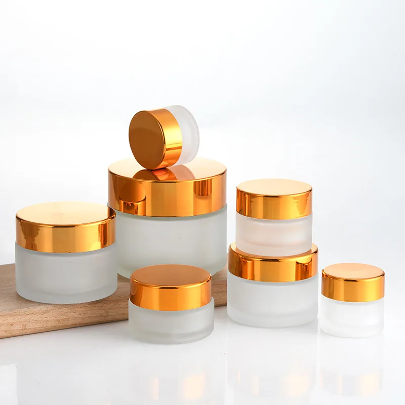 

Cream Bottle Empty 5g Mini Glass Jar 30g Mask Cosmetic 50g Makeup Inner Lid Lip Balm Container 100g Gold Reusable Wholesale