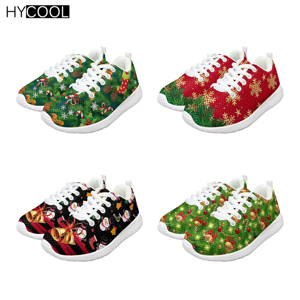 

HYCOOL Xmas Gift Shoes for Kids Comfort Lace Up Sneakers Outdoor Walking Footwear Holiday Christmas Party zapatillas para niños