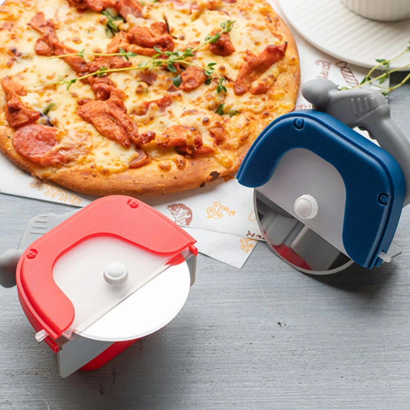 

1PC Stainless Steel Round Wheel Cutting Knife for Pizza with Lid Roulette Roller Dou