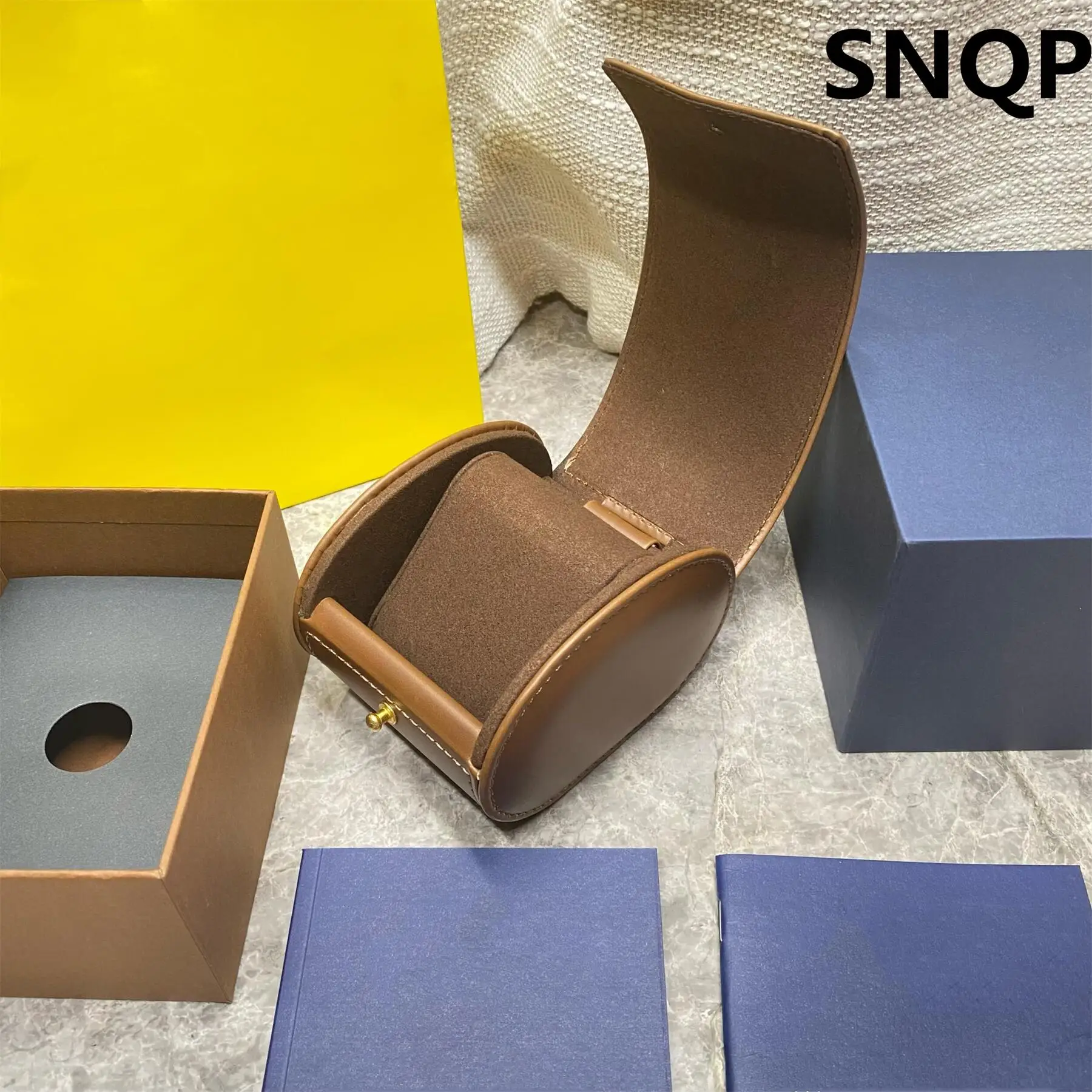 Factory Wholesale Brown Leather Brei Original Watch Box Luxury Brand Portable Boxes Can Customization AAA Watches Gift Case