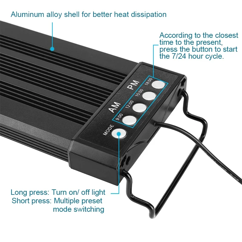 Лампа полного спектра для аквариумной рыбалки с автоматическим освещением 24/7