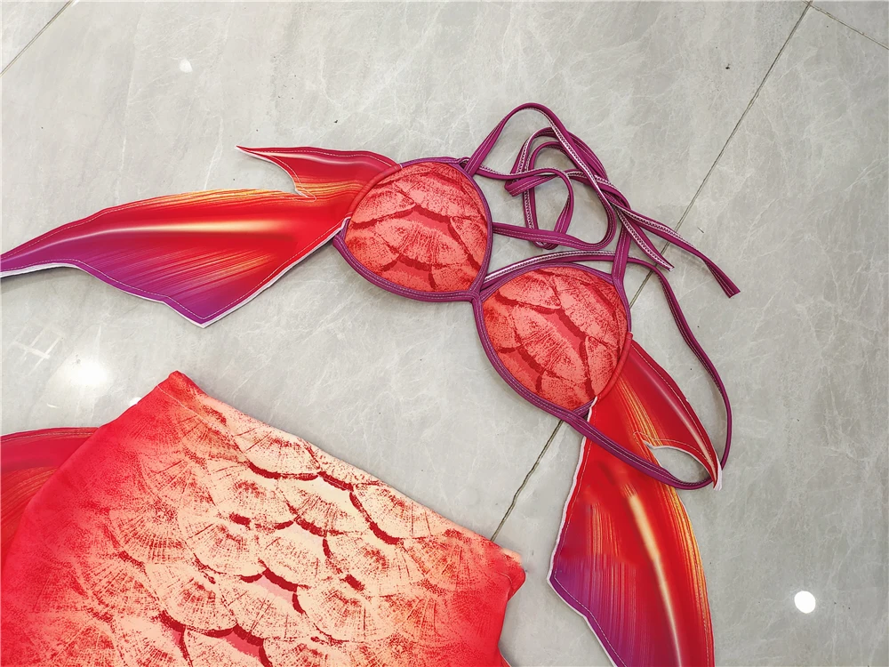 Купальник-Русалка с большим хвостом купальный костюм для взрослых и детей