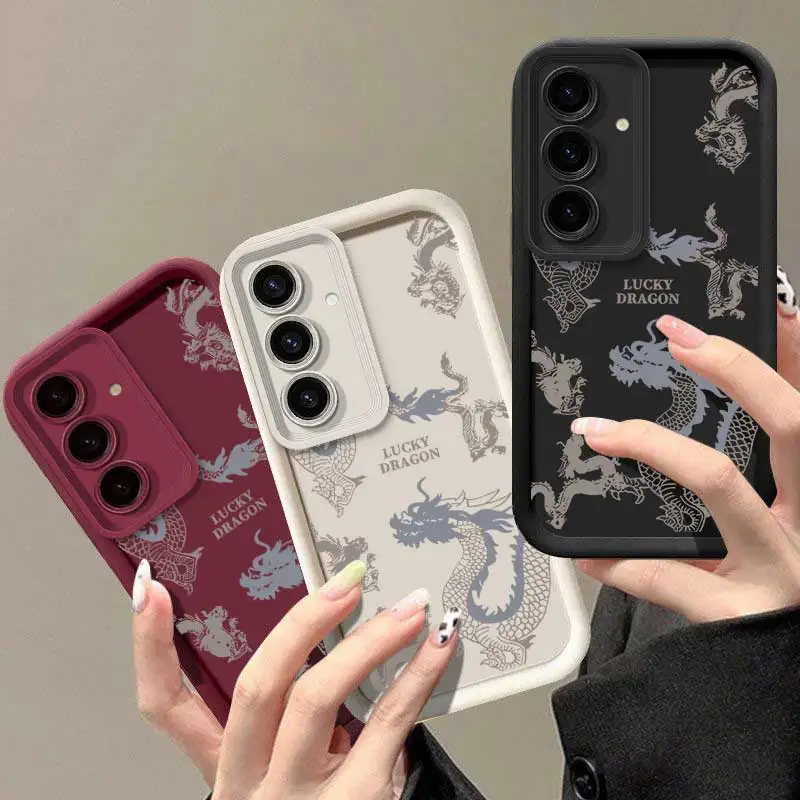 Фото Стильный модный гибкий чехол Lucky Dragon для Samsung S24 FE с легким идеальным для S 20 24 22 23 M 32 02 12 FE №1